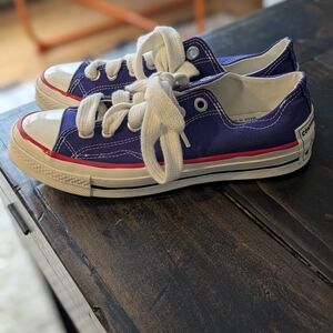 Converse Low Top Canvas Sneakers - Purple with Red Trim